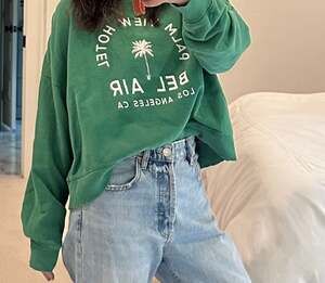 M - Maeve by Anthropologie Palm View Hotel Bel Air Green Sweatshirt Medium